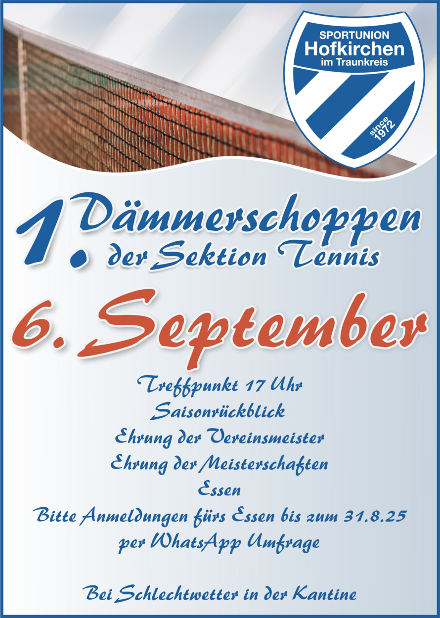 1. Dämmerschoppen der Sektion Tennis am 6. September 2025